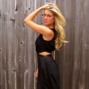 NWOT side cut out leather dress